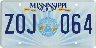 MS license plate ZOJ064