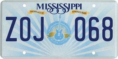 MS license plate ZOJ068