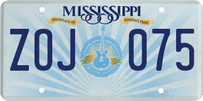 MS license plate ZOJ075