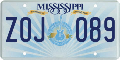 MS license plate ZOJ089