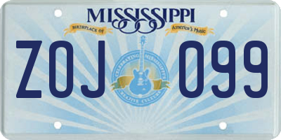 MS license plate ZOJ099
