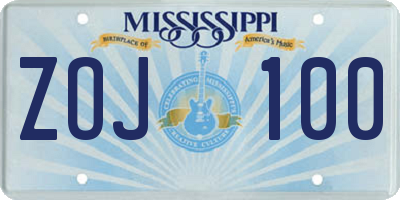 MS license plate ZOJ100