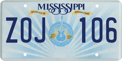 MS license plate ZOJ106