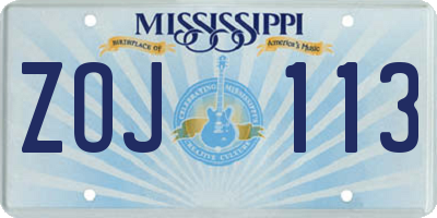 MS license plate ZOJ113