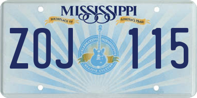 MS license plate ZOJ115