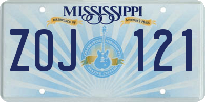 MS license plate ZOJ121