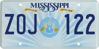 MS license plate ZOJ122
