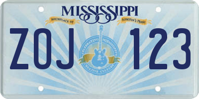 MS license plate ZOJ123