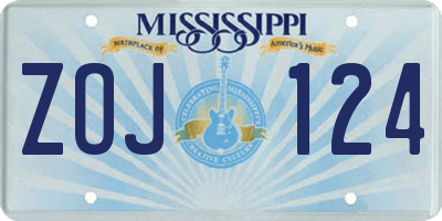 MS license plate ZOJ124