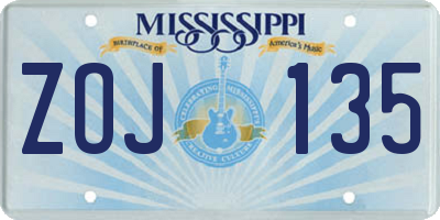 MS license plate ZOJ135