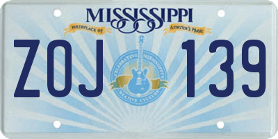 MS license plate ZOJ139