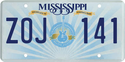 MS license plate ZOJ141