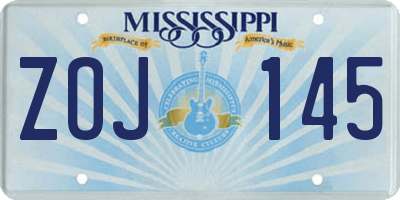 MS license plate ZOJ145