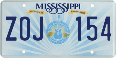 MS license plate ZOJ154