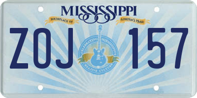 MS license plate ZOJ157