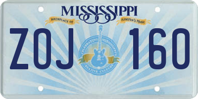 MS license plate ZOJ160