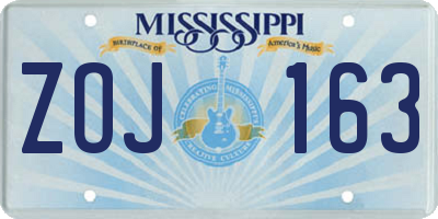 MS license plate ZOJ163