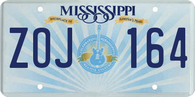 MS license plate ZOJ164