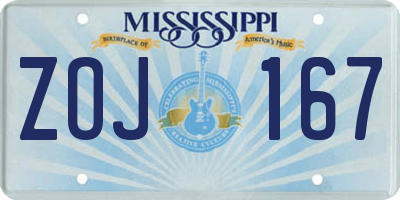 MS license plate ZOJ167