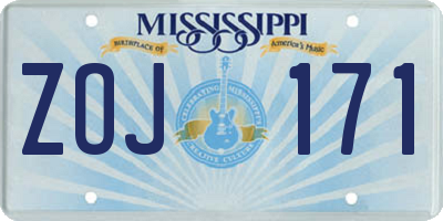 MS license plate ZOJ171