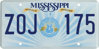 MS license plate ZOJ175