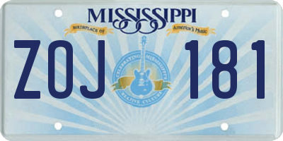 MS license plate ZOJ181