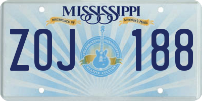 MS license plate ZOJ188