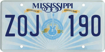 MS license plate ZOJ190