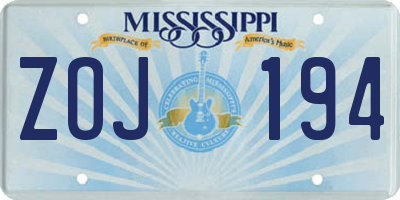 MS license plate ZOJ194