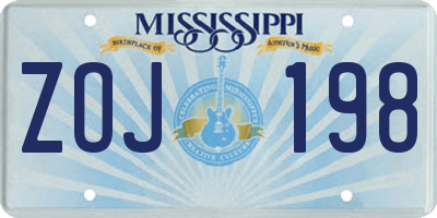 MS license plate ZOJ198