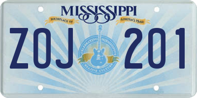 MS license plate ZOJ201