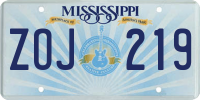 MS license plate ZOJ219