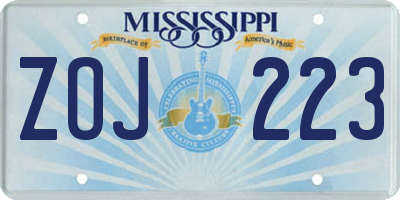 MS license plate ZOJ223