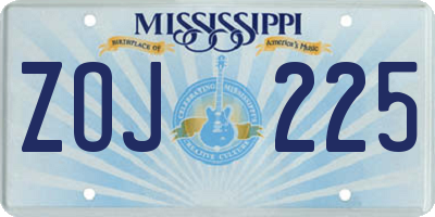 MS license plate ZOJ225
