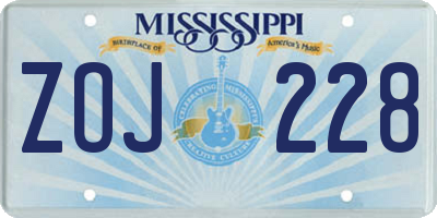 MS license plate ZOJ228