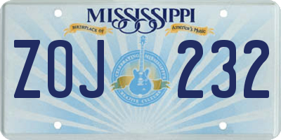 MS license plate ZOJ232
