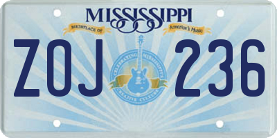 MS license plate ZOJ236