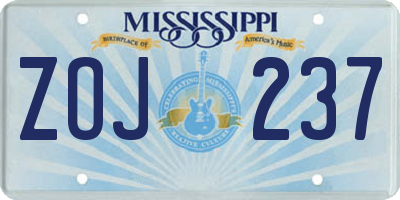 MS license plate ZOJ237