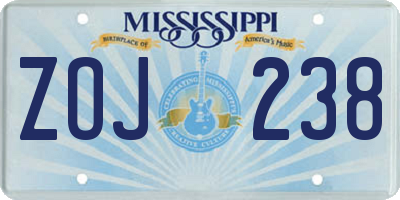 MS license plate ZOJ238