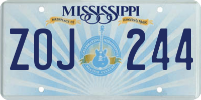 MS license plate ZOJ244