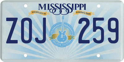 MS license plate ZOJ259