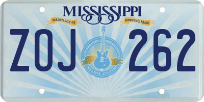 MS license plate ZOJ262