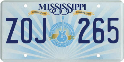 MS license plate ZOJ265