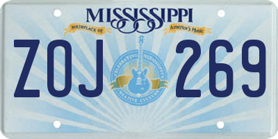 MS license plate ZOJ269