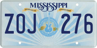 MS license plate ZOJ276