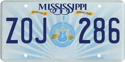 MS license plate ZOJ286