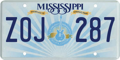 MS license plate ZOJ287