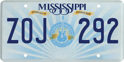 MS license plate ZOJ292