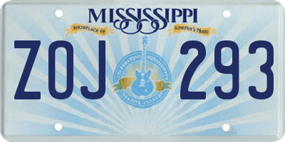 MS license plate ZOJ293