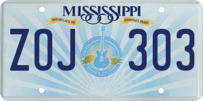MS license plate ZOJ303
